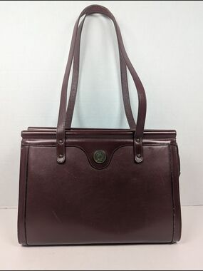 Vintage John Romain Structured Burgundy Leather Purse Handbag Medium